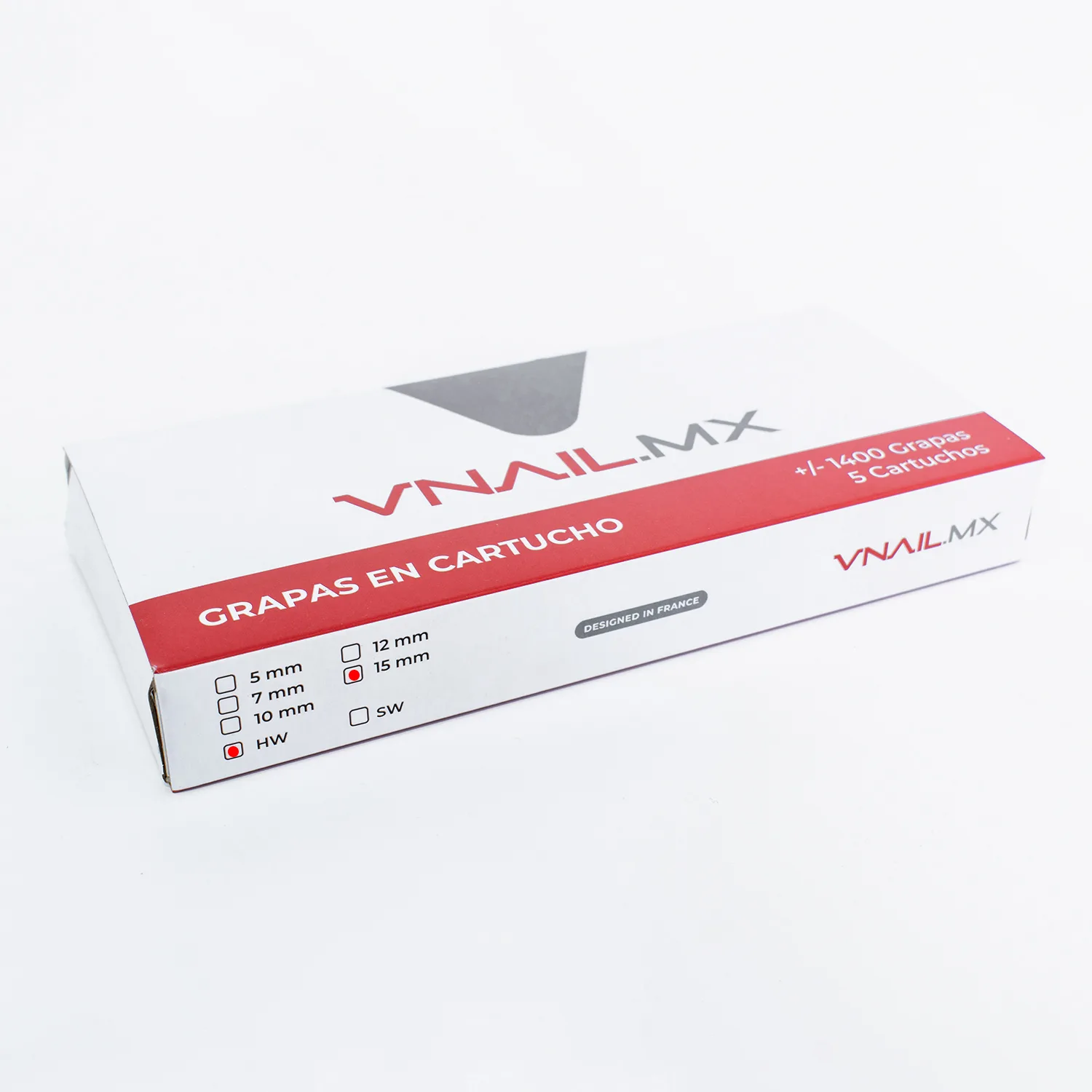 Grapa VNAIL en cargador HW de medida 15mm (5 cartuchos) – Grapas de ensamble M&M Box